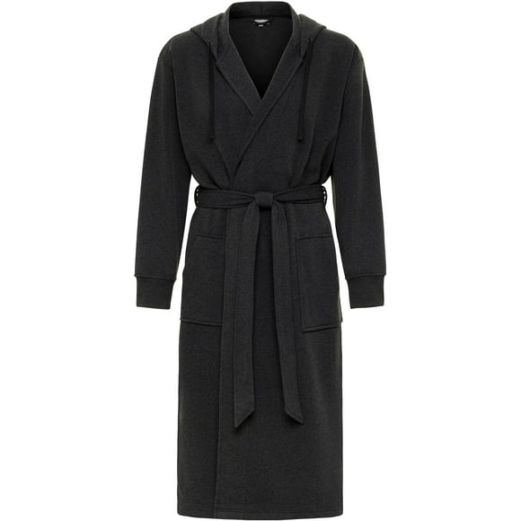 Alexander Del Rossa Sweatshirt Robes Men, Hooded Mens Robe with Hood and Pockets - Long Warm Men's Bathrobe, Dark Heathered Gray, Medium