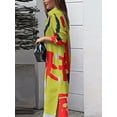 thumbnail image 4 of Pudcoco Robe Longue Femme Mode Imprimé Col Rabattu Boutonnée Manches Longues Automne Décontractée Chemises Amples, 4 of 6