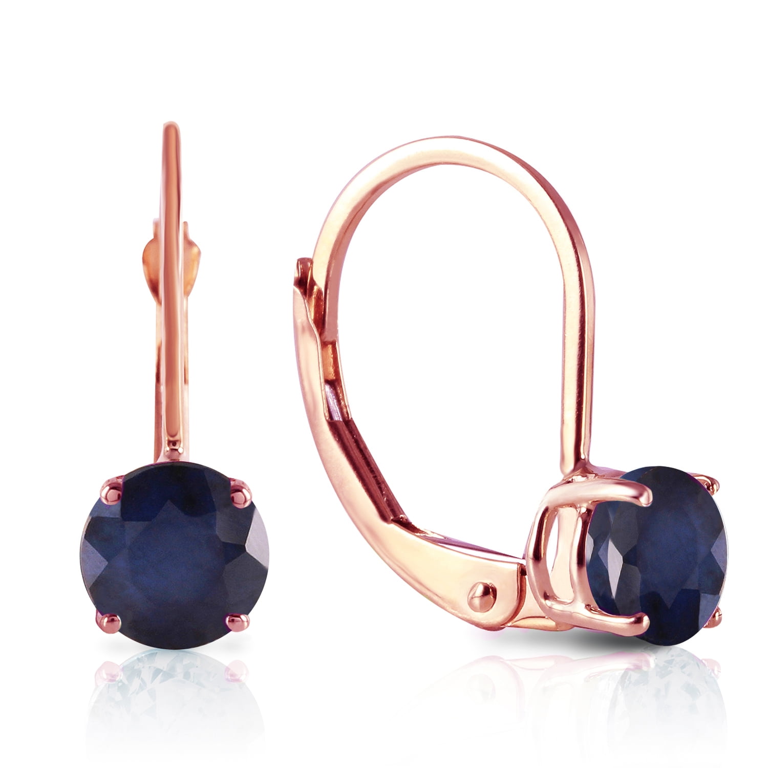 Galaxy Gold 14k Solid Rose Gold Natural Round Sapphire Dangle Earrings