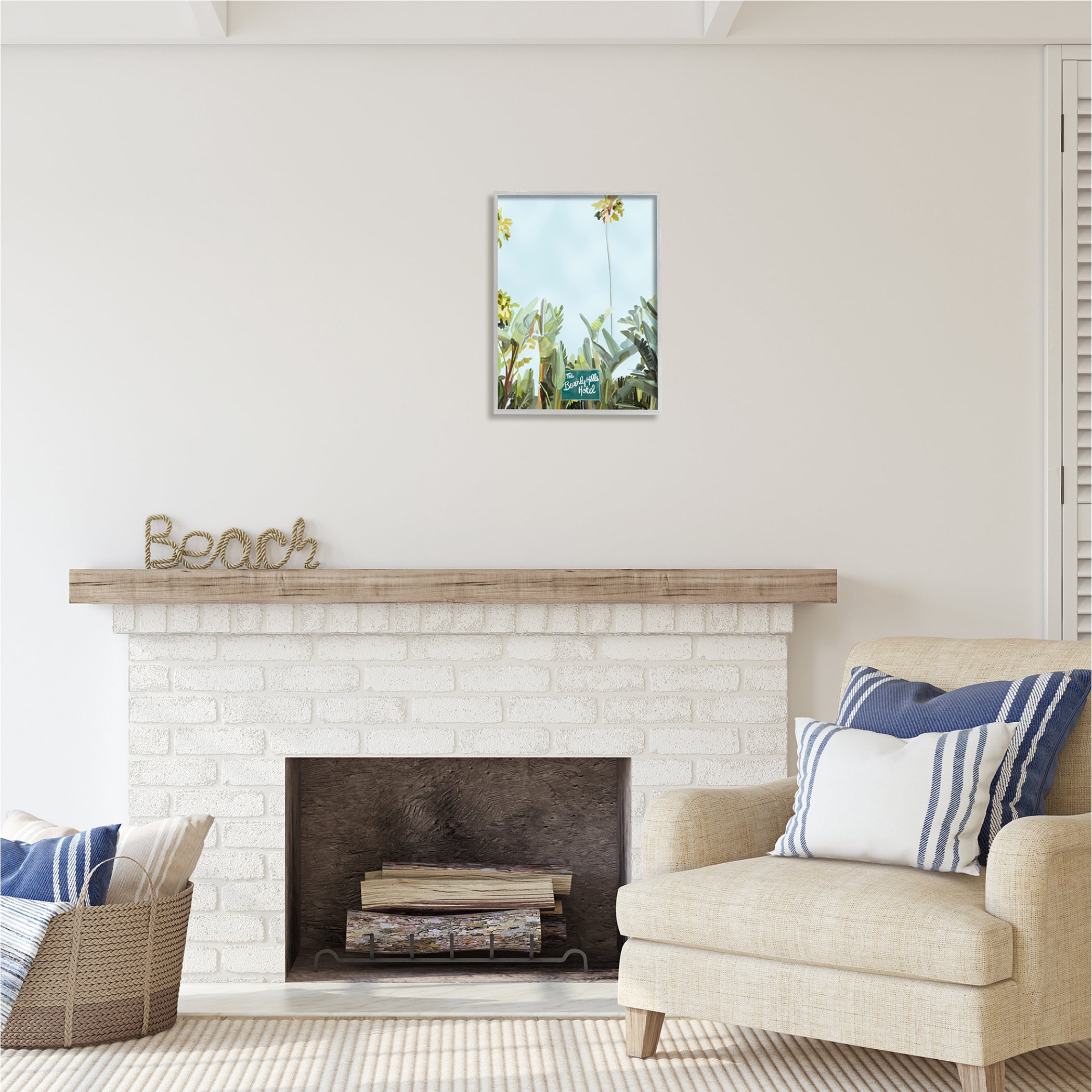 Stupell Industries Beverly Hills Hotel Plants Botanical & Floral Painting Gray Framed Art Print Wall Art, 16 x 20