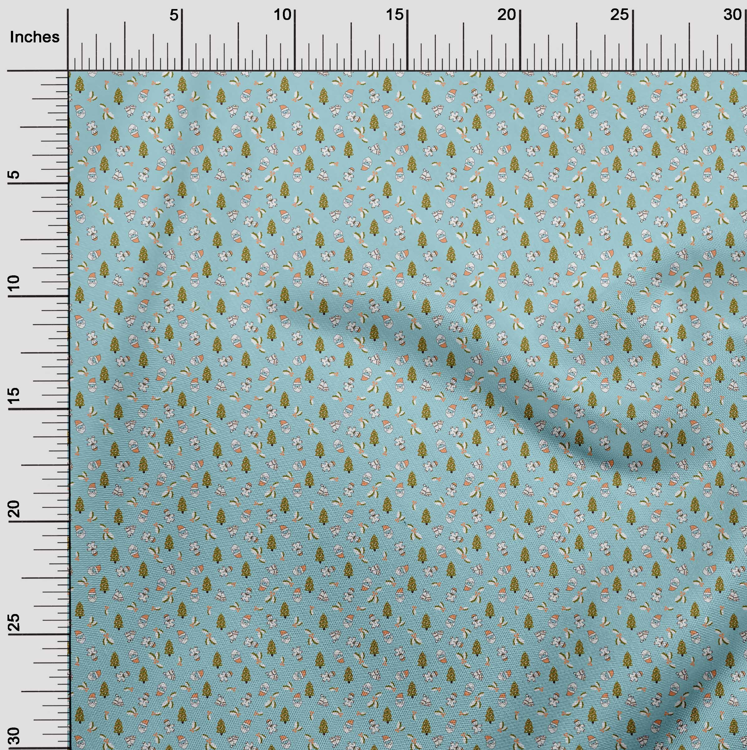oneOone Georgette Viscose Light Blue Fabric Christmas Fabric For Sewing Printed Craft Fabric By The Yard 42 Inch Wide