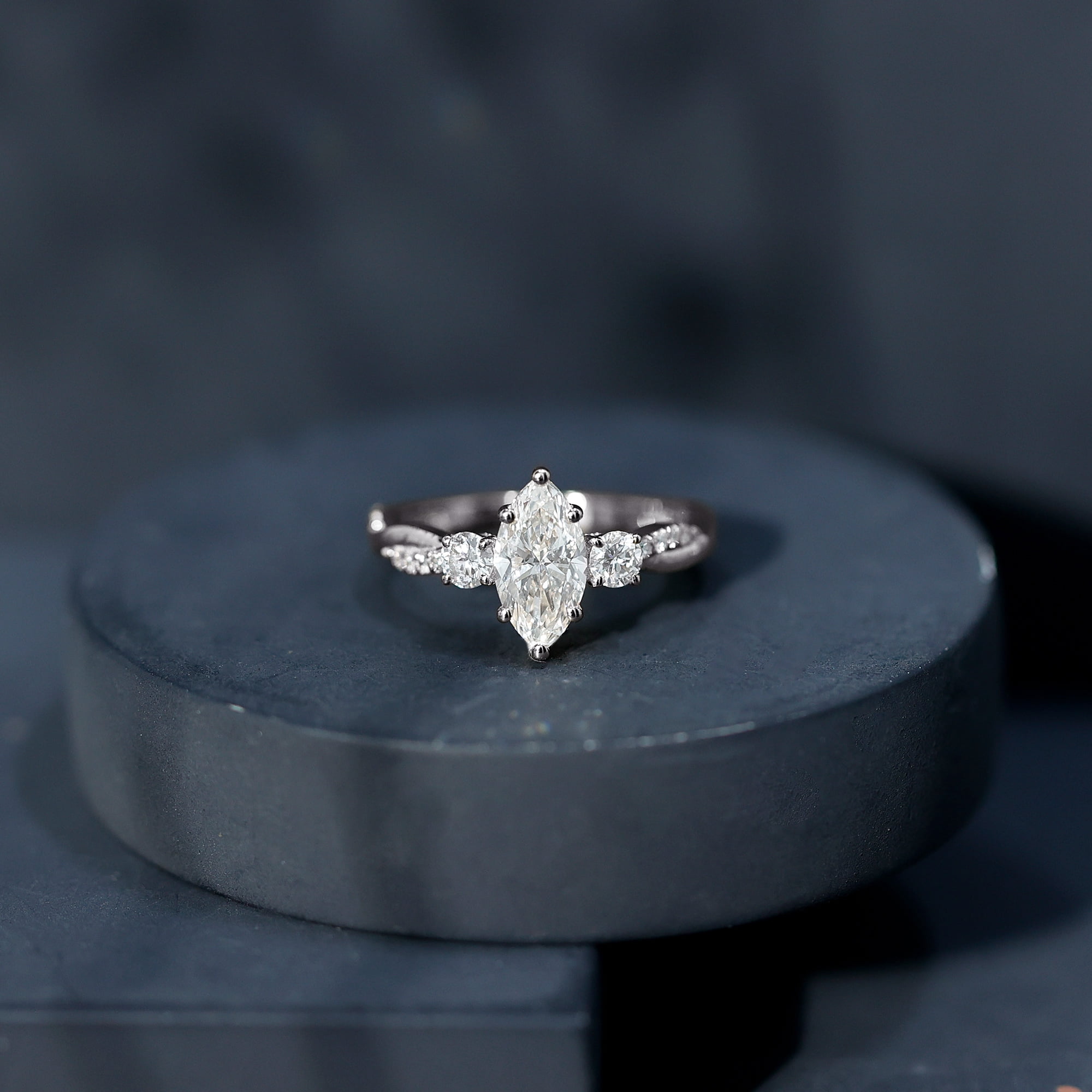Rosec Jewels Certified Lab Grown Diamond Marquise Engagement Ring 1 Carat - EF-VS1 Quality - Diamond Solitaire Ring for Women, 14K White Gold, US 13.00