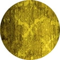 thumbnail image 1 of Ahgly Company Machine Washable Indoor Round Abstract Yellow Contemporary Area Rugs, 7' Round, 1 of 4