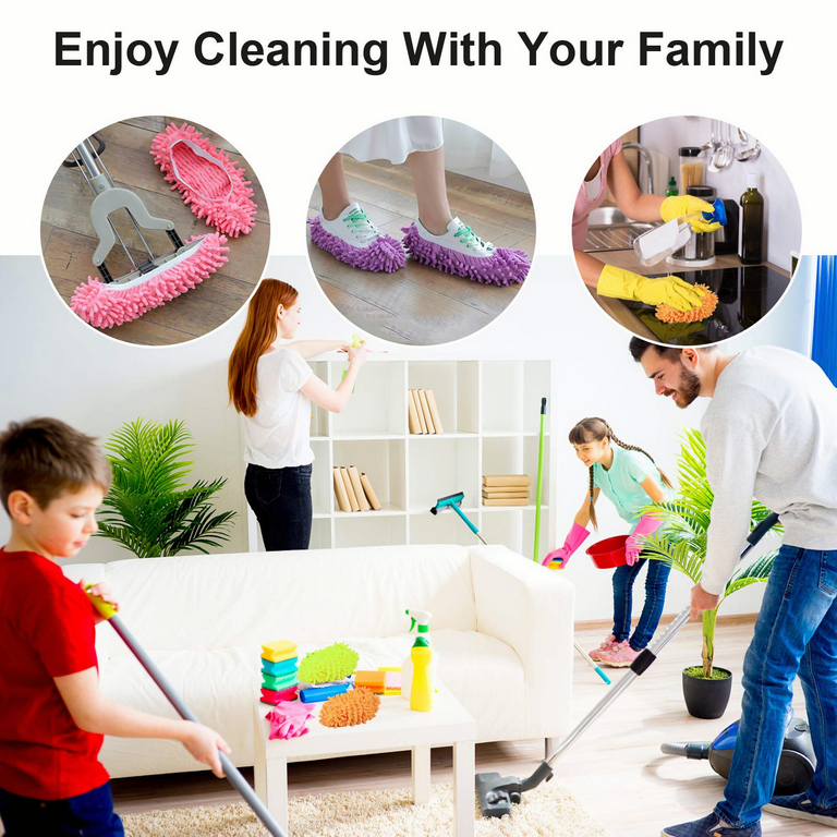 Spot Dog Microfiber Mop Slippers Women Floor Dust Dirt Cleaning Slipper  Cartoon House Office Home Room Gift Holiday
