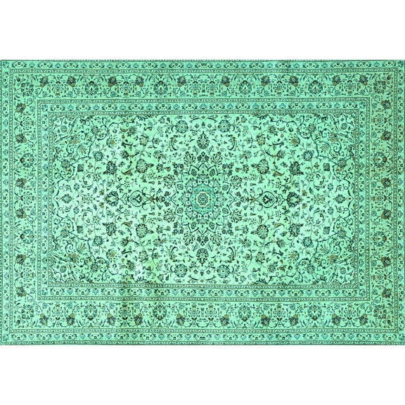 Ahgly Company Machine Washable Indoor Rectangle Persian Turquoise Blue Traditional Area Rugs, 5' x 7'
