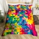 thumbnail image 1 of Funda de edredón King, colorido abstracto Geométrico Patrón juego de cama con, 1 of 7