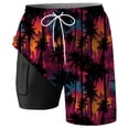 thumbnail image 5 of CHENge Men's Swim Trunks Long Casual Hawaiian Print Quick Dry 4th Of July Swim Trunks with Compression Liner Stretch Fabric Mens Summer Clothes, 5 of 5