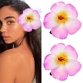 thumbnail image 1 of Love Sweety 2 pinzas para el pelo de Plumeria hawaiana, pasadores de flores Galsang para fiesta en la playa (melocotón), 1 of 4