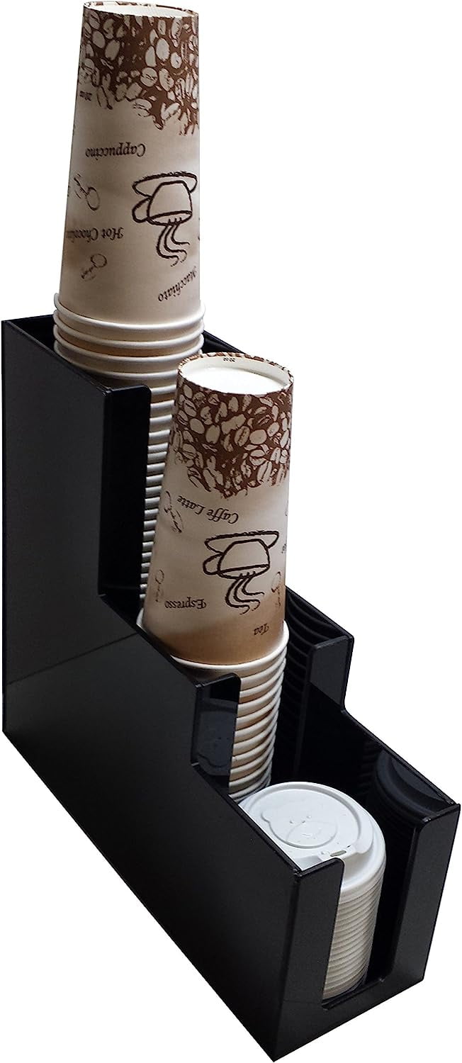 Vertical Coffee Cup Dispenser and Lid Holder Condiment Stirrer, Sugar