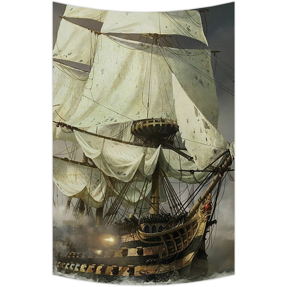 GCKG Cool Pirate Ship Tapestry Wall Hanging,Wall Art, Dorm Decor,Wall