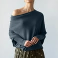 thumbnail image 2 of Off The Shoulder Sweater Sevevn Women's Off Shoulder Loose Long Sleeved Knitted Sweater, 2 of 6