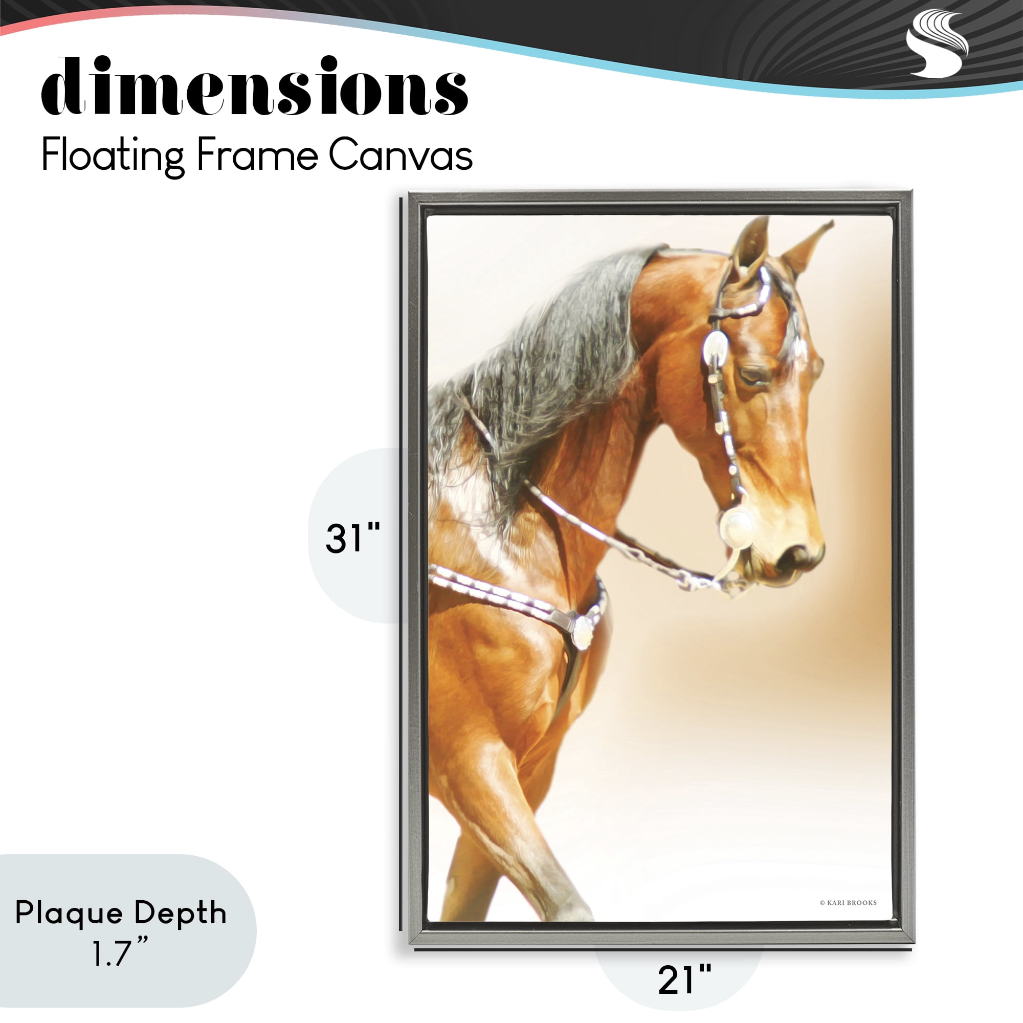 Stupell Industries Brown Majestic Horse Gray Framed Floater Canvas Wall Art, design by Kari Brooks