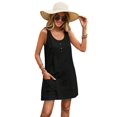 thumbnail image 2 of Summer Dress for Women Sleeveless Tank Dress with Pockets Casual Short A Line Dress Crewneck Sundress Black M, 2 of 8