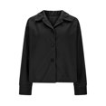 thumbnail image 4 of Women Cropped Button Blazer Short Casual Bomber Wool Blend Jacket Pea Coat Fall Outerwear with Pockets, 4 of 7