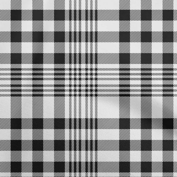oneOone Polyester Spandex Black Fabric Tartan Diy Clothing Quilting Fabric Print Fabric By Yard 56 Inch Wide