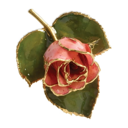 24k Gold Trim Pink Rose Brooch (72x51mm)