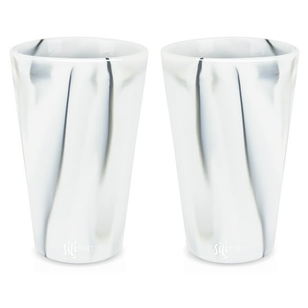 Silipint: Silicone Pint Glasses: 2 Pack Mountain Marble -16oz Unbreakable Cups, Flexible, Hot/Cold, Reusable, Easy Grip