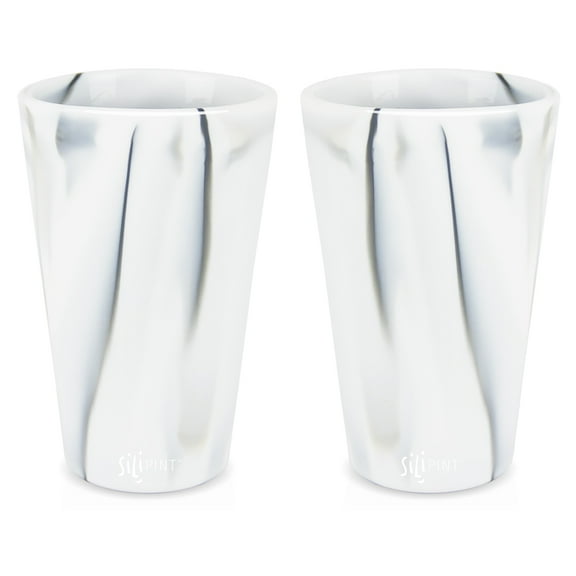 Silipint: Silicone Pint Glasses: 2 Pack Mountain Marble -16oz Unbreakable Cups, Flexible, Hot/Cold, Reusable, Easy Grip