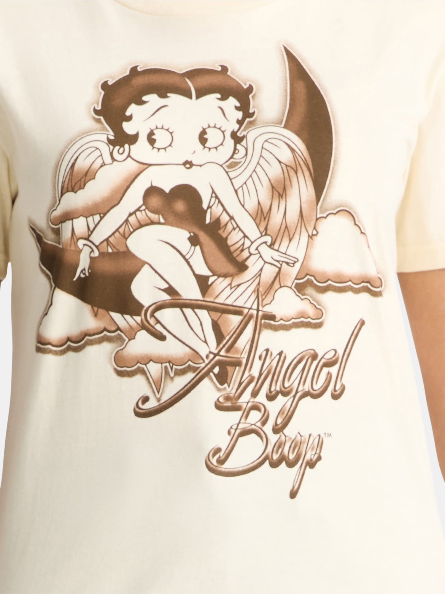 Betty Boop Women’s Angel Graphic Tee with Short Sleeves, Sizes XXS-2XL
