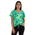 thumbnail image 1 of Moomaya T-Shirts Teinture sur Nœuds à Manches Courtes Froncées pour Femmes Col en V Décontracté en Jersey, 1 of 8