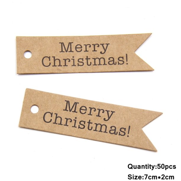 Etiquetas de papel de la serie de Navidad, 50 piezas, Feliz Navidad, manualidades, etiquetas colgantes, suministros para envolver regalos, accesorios para regalos de navidad