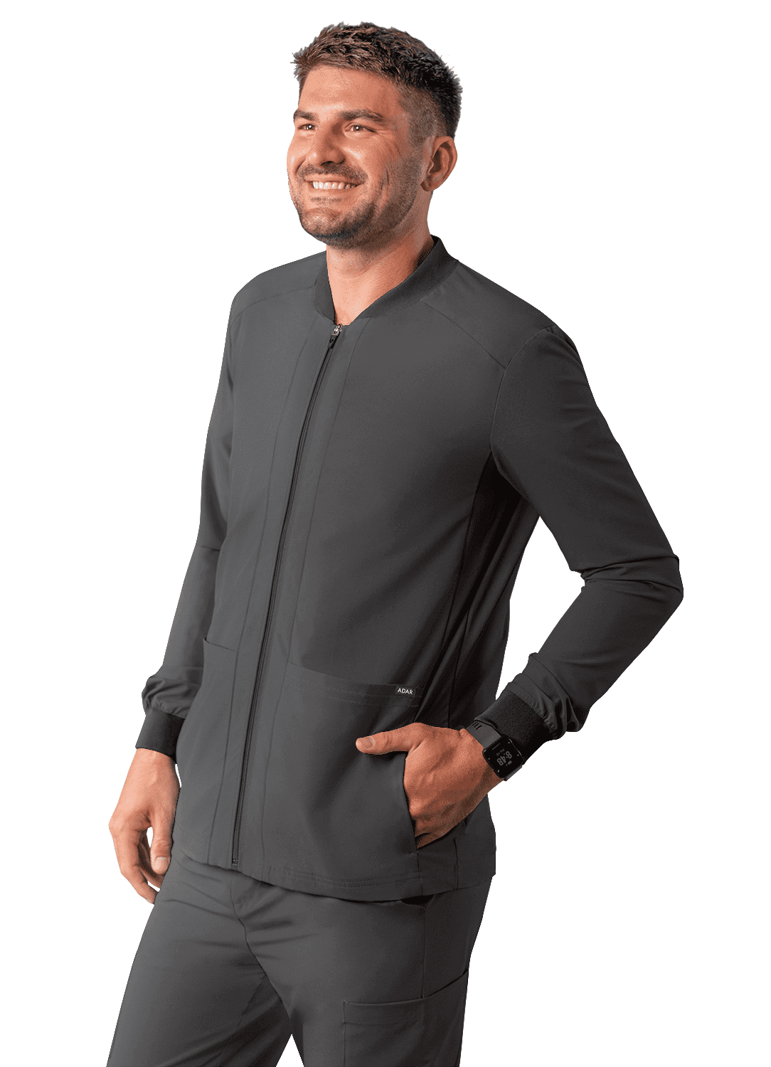 Adar Addition Scrubs For Men Zippered Bomber Scrub Jacket