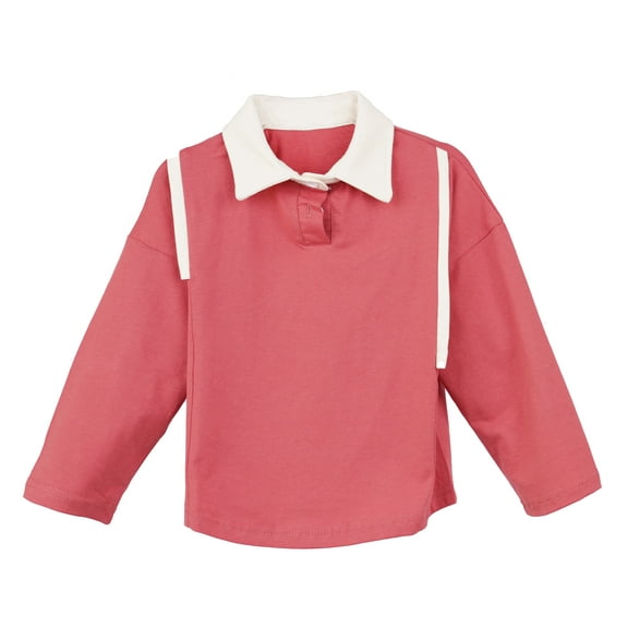 Conti Kids Toddler Girls Long Sleeve Polo T-Shirt Deep Pink 6-7 Years