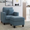 thumbnail image 3 of CorLiving Georgia Linen-Like Upholstered Square Ottoman with Wood Legs, 3 of 4