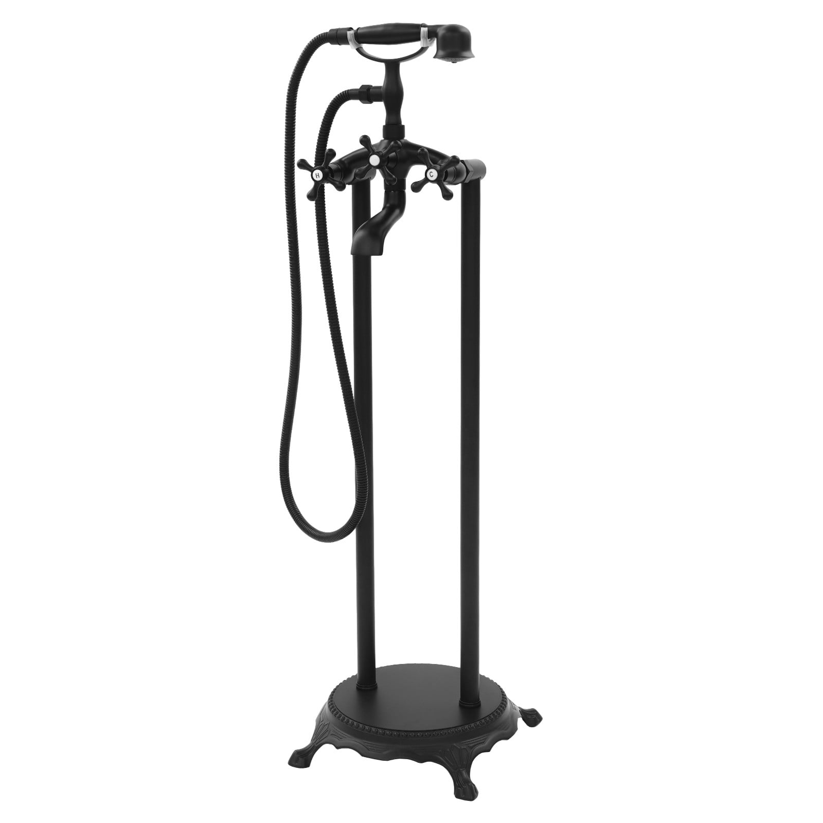 ToppiJoy Freestanding Bathtub Faucet, Tub Filler with Handheld Shower (Black)