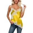thumbnail image 2 of Lace Camisole Tops for Women Summer Casual Slim Fit Spaghetti Strap V Neck Asymmetrical Hem Going out Tank Tops, 2 of 6