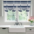 thumbnail image 5 of Tie Up Curtains for Windows Gray Striped Valance Adjustable Balloon Curtain Navy Blue Contrast Stripes Tie Up Shades for Kitchen Living Room Bedroom Privacy Curtain Drape 34x45 Inch, 5 of 9