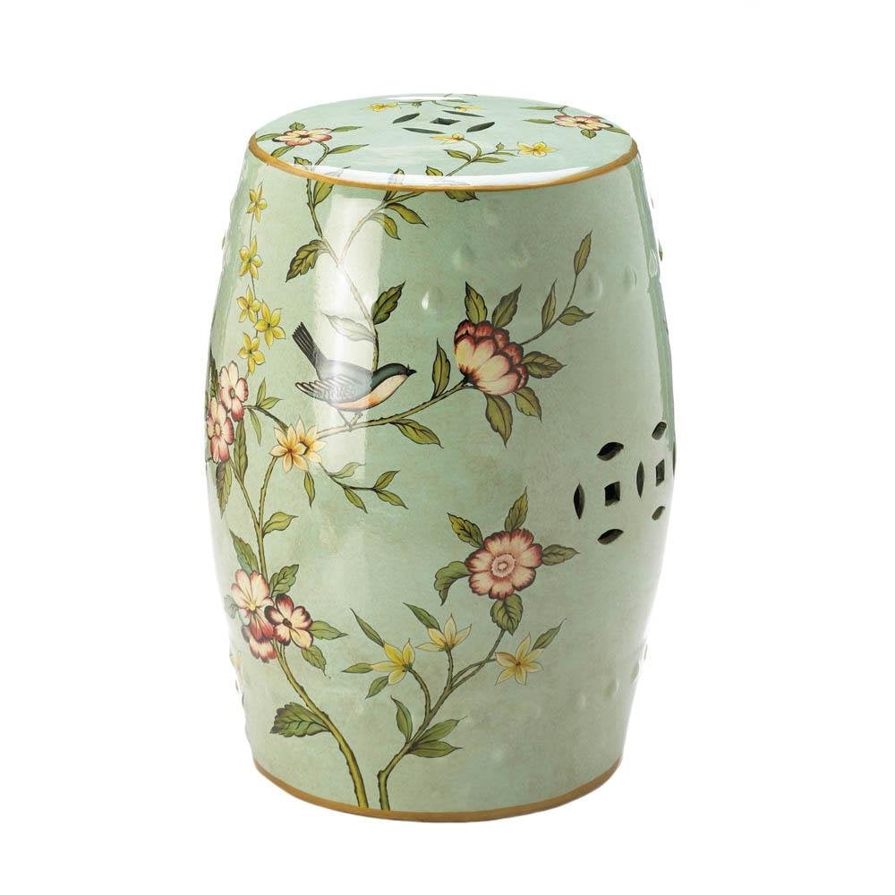 Accent Plus Garden Stools Ceramic Green Patio Chinese Ceramic Stool Floral Decorative Walmart Com Walmart Com