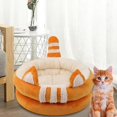 thumbnail image 4 of Cama para mascotas, ventilación cómoda, nido de estera para dormir con parte inferior antideslizante, desmontable Naranja Grande Yuyangstore Cama para gatos, 4 of 8