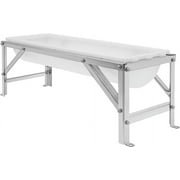 CNCEST 39" Livestock Feed Trough Large Capacity Horse Feeder Water Trough with Stand for Calves Sheep Horses Alpacas and Goats in Farm (White)