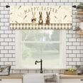 thumbnail image 4 of Happy Easter Rabbit Kitchen Curtain Valance 54W x 18L Inch Bunny Buffalo Plaid Farmhouse Rustic Holiday Rod Pocket Short Cafe Small Window Treatment Drapes Decor, 4 of 6