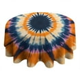 thumbnail image 4 of Orange Purple Blue Tie Dye Mandala Pattern Round Tablecloth 60"x60",Wrinkle Wipeable Table Cloth for Kitchen Dining Room Picnic Patio Party, 4 of 6