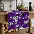 thumbnail image 2 of Table Runner Dresser Scarves 36 Inch Long,Halloween Pumpkin Ghost Face Linen Dining Table Runners Crow Hat Skull Purple White Black Tabletop Scarf for Wedding Holiday Party Kitchen, 2 of 9