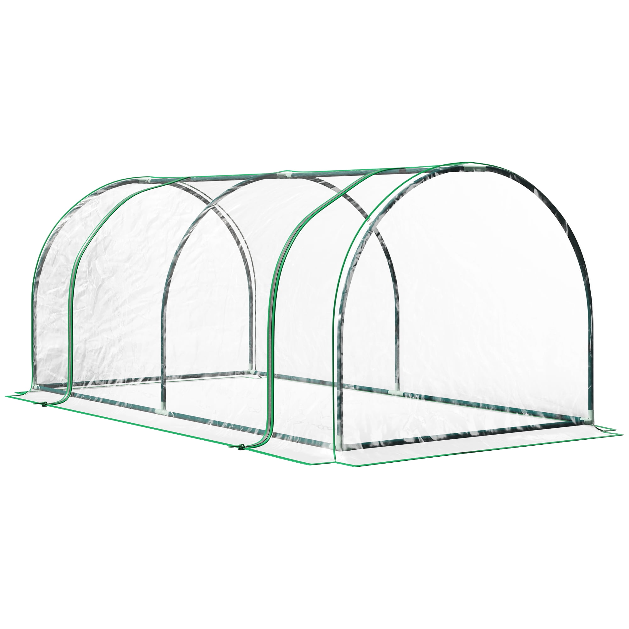Outsunny Portable Mini Greenhouse with 4 Zippered Doors, PVC Cover, Green