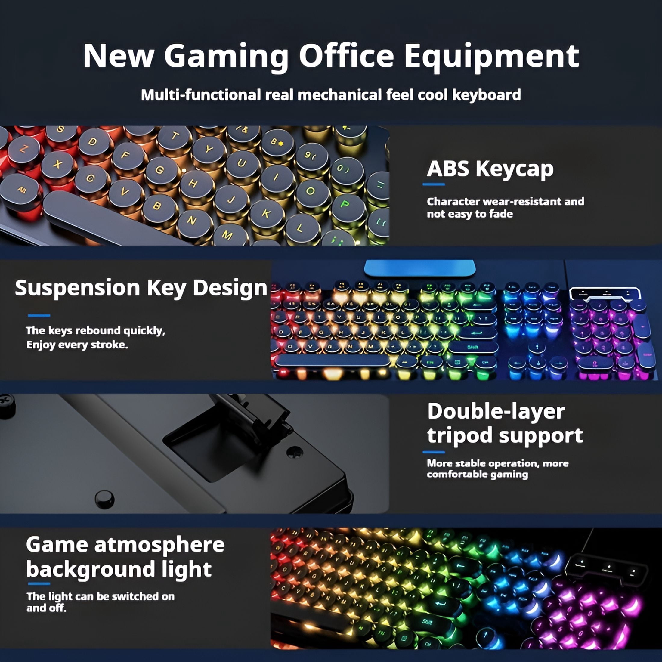 GJX 2026 New Retro Typewriter Style Gaming Keyboard | 104-Key Wired Usb,Rgb Backlit Punk Keycaps | Ergonomic for Office and Gaming for Typing,Gaming,Productivity,Creative Work,Home Office Use