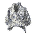 thumbnail image 3 of Endives Womens Casual Shirts 3/4 Sleeve Tops V Neck Stand Collar Blouse Beach Vacation Shirts Spring Outfit, 3 of 6