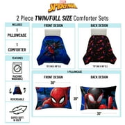 طقم لحاف ووسادة قابلين للعكس باللون الأزرق من Spiderman Techno City Kids مكون من قطعتين، مزدوج/كامل
