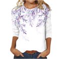 thumbnail image 1 of Birdeem Blouses pour Femmes T-Shirt Imprimé Mode Manches 3/4 Blouse Col Rond Hauts Décontractés, 1 of 12