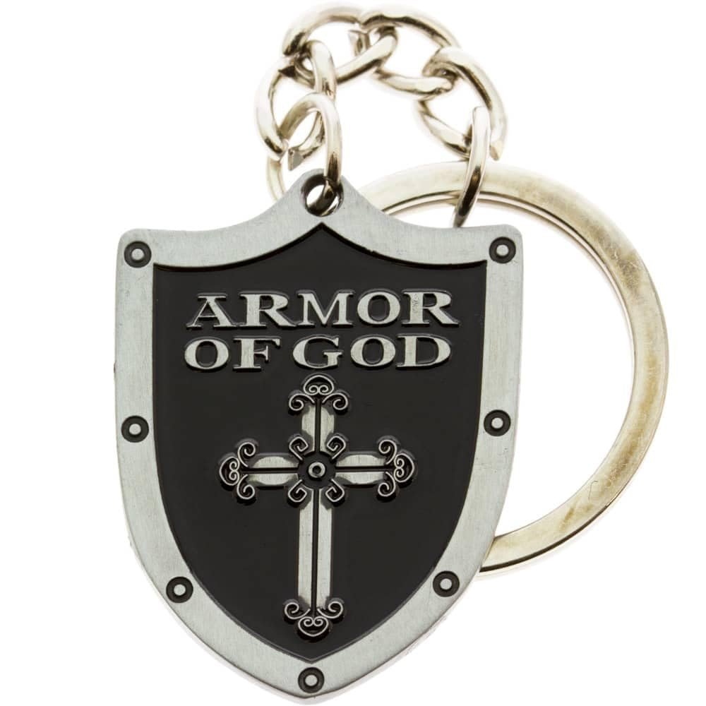 Armor of God Shield Pewter Keychain, Key Tag, Key Ring Pack of 4