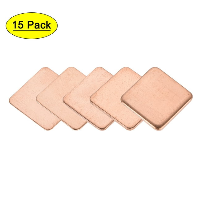 Disipador de Calor Térmico de Cobre para Chipset IC Plano para CPU GPU RAM 15 x 15MM con Grosor 0.3/0.5/0.8/1.0/1.5MM Total 15pcs