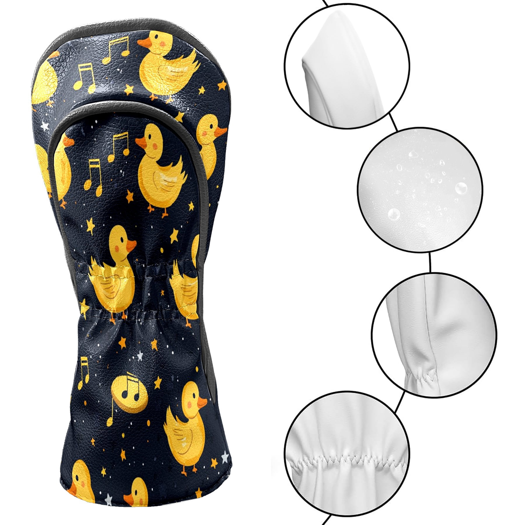 Golf Head Covers Little Yellow Duck Design for Driver, Wood & Hybrid, Premium Waterproof PU Leather with Plush Lining, Cute Animal Golf Gifts