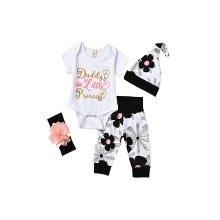

Newborn Infant Princess Baby Girl Outfits Clothes T-shirt Tops+Floral Leggings