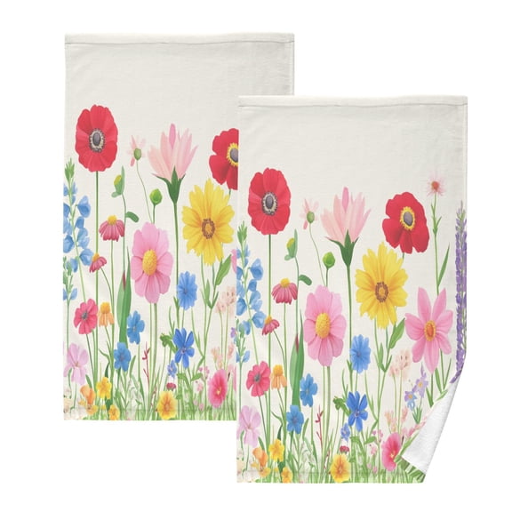 Wildflowers Set of 2 Pure Cotton Towels, 16'' x 28'', Highly Absorbent and Soft