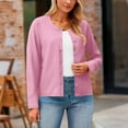 thumbnail image 6 of qucoqpe Women's Lightweight Button Down Cardigan Long Sleeve Casual Crew Neck Soft Knit Cardigan Sweater Tops for Women, 6 of 6
