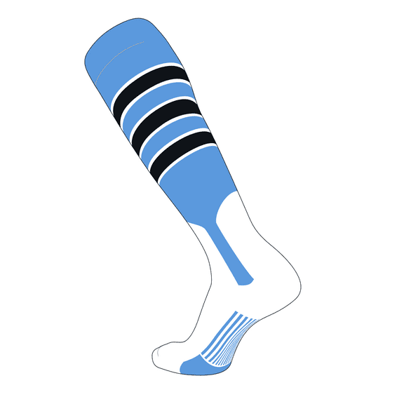 TCK Elite Baseball Knee High Stirrup Socks (D, 7in) Baby Blue, White, Black