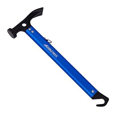 hikemax lightweight outdoor camping hammer aluminum tent hammer with tent stake remover, 13-ounce